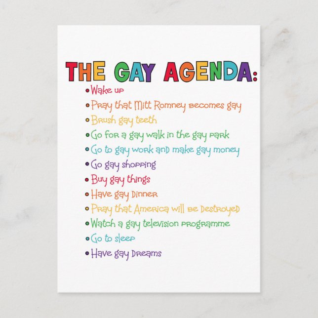 Cartão Postal A Agenda de Gay (Frente)