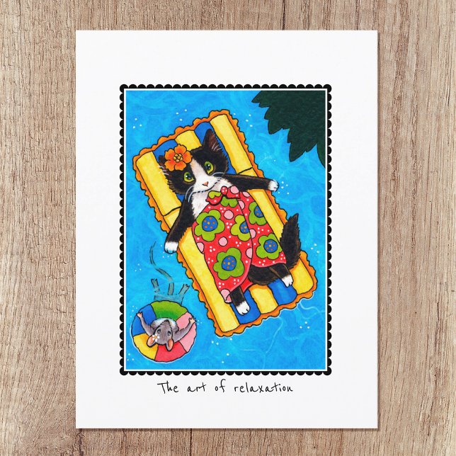 Cartão Postal 'A Arte da Relaxação' Personalizada de Gato e Rato (Criador carregado)