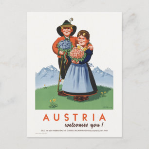 Cartão Postal A Áustria saúda o Poster vintage 1948