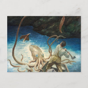 Cartão Postal A Aventura do Lula Gigante por N. C. Wyeth