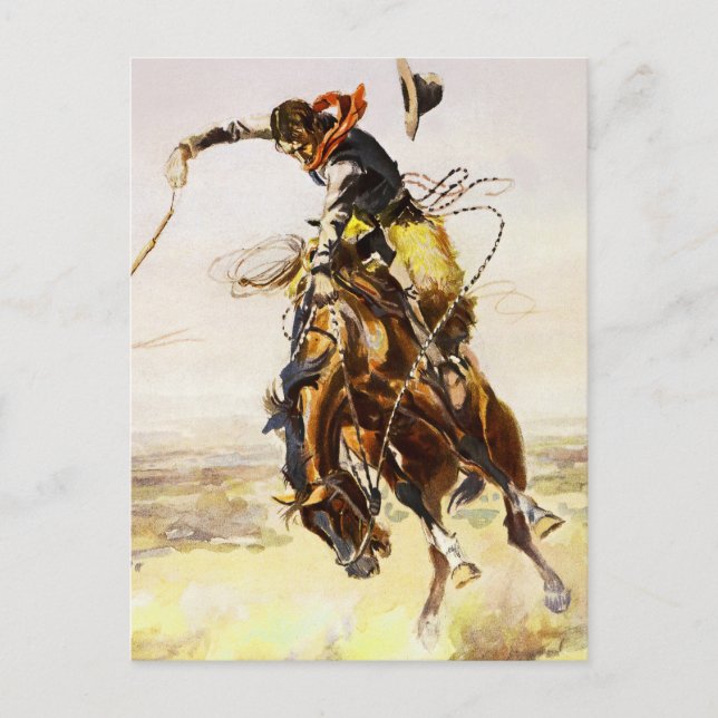 Cartão Postal "A Bad Hoss" de Charles M Russell (Frente)