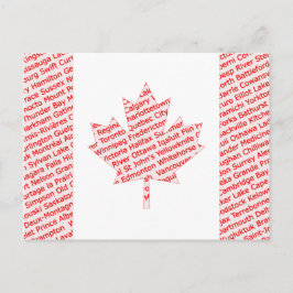 Cartão Postal A bandeira canadense com cidade e cidade nomeia o
