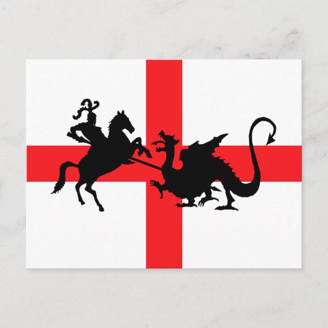 Cartão Postal A bandeira inglesa George e o Dragão (Frente)