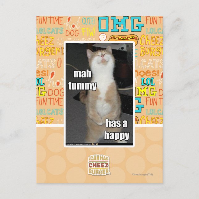 Cartão Postal A barriga da mamãe está feliz (Frente)