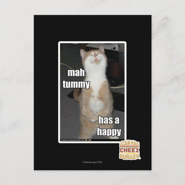 Cartão Postal A barriga da mamãe está feliz (Frente)