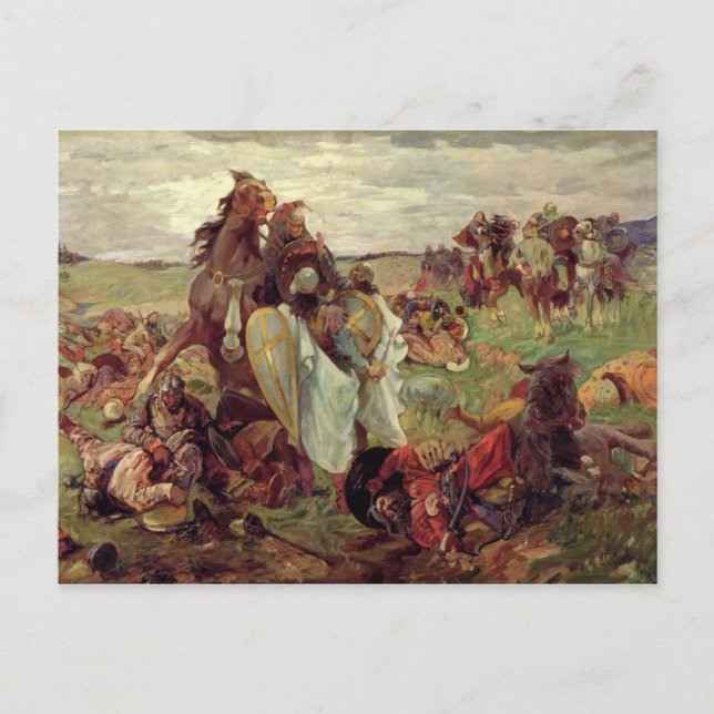 Cartão Postal A batalha entre russos e tártaros, 1916 (Frente)