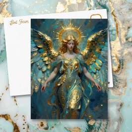 Cartão Postal A Beautiful Gold and Turquoise Angel