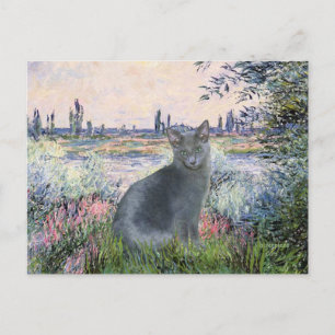Cartão Postal À Beira do Sena- gato Azul Russo 2