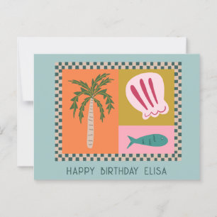 Cartão Postal À Beira-Mar FELIZ ANIVERSÁRIO Moderno Fofo NOME Pe