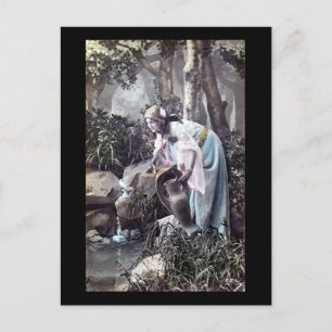 Cartão Postal A bela donzela romântica francesa 1906 Vintage