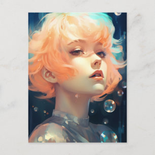 Cartão Postal A bela mulher e as bolhas