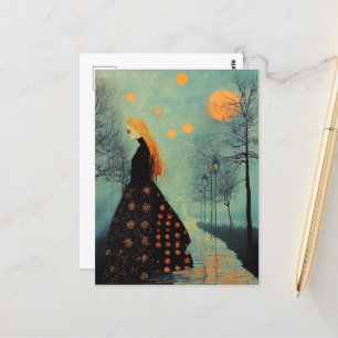 Cartão Postal A Bela Senhora Com Cabelo Vermelho Muitas Luas