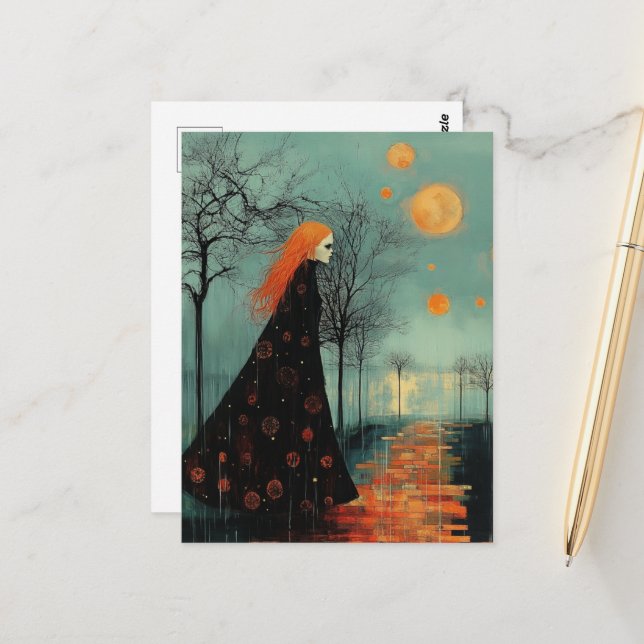 Cartão Postal A Bela Senhora Com Cabelo Vermelho Muitas Luas (Frente/Verso In Situ)