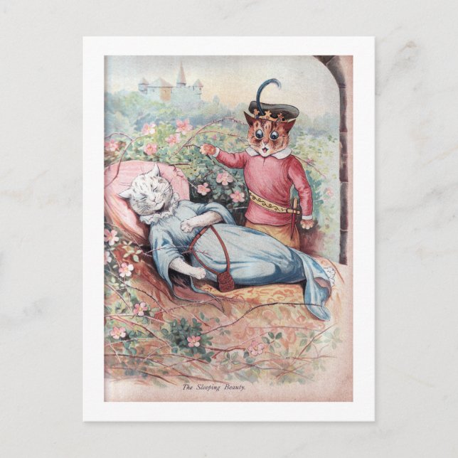 Cartão Postal A Beleza Dormindo, Louis Wain (Frente)