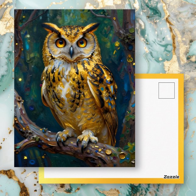 Cartão Postal A Blue and Gold Owl |m Keeping in Touch (Criador carregado)