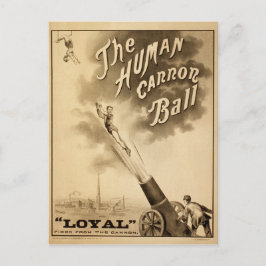 Cartão Postal A Bola de Canhão Humana Vintage Circus Act Victori