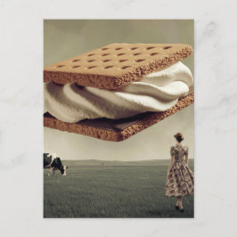 Cartão Postal A bolsa de chocolate voador, marshmellow