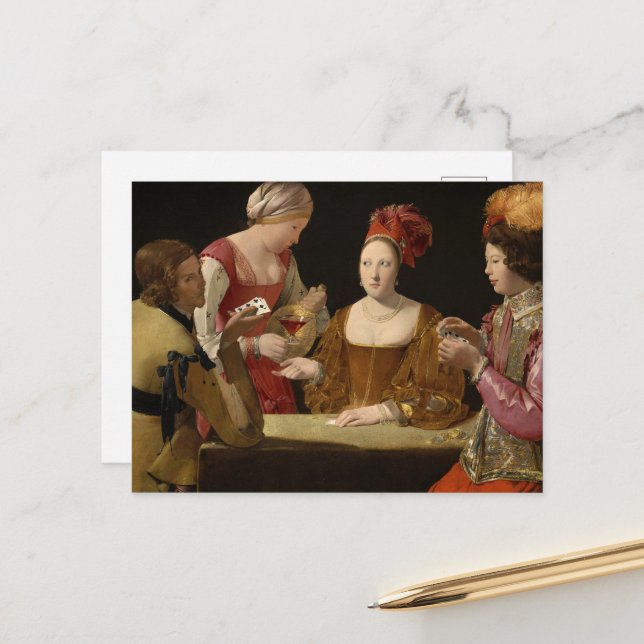 Cartão Postal A Briga com o Ace of Clubs por La Tour (Frente/Verso In Situ)