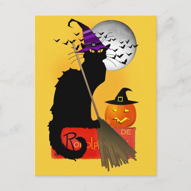 Cartão Postal A Bruxa do Halloween do Le Chat Noir (Frente)