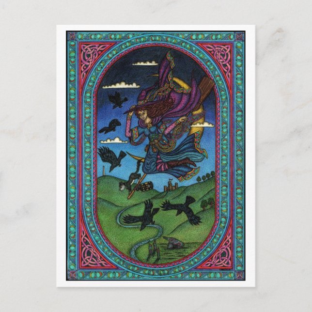 Cartão Postal a bruxa e os corvos (Frente)