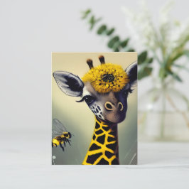 Cartão Postal A Bumble Girafa Whimsical Digital Art