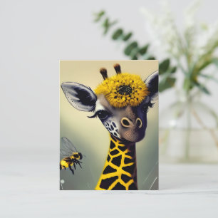Cartão Postal A Bumble Girafa Whimsical Digital Art