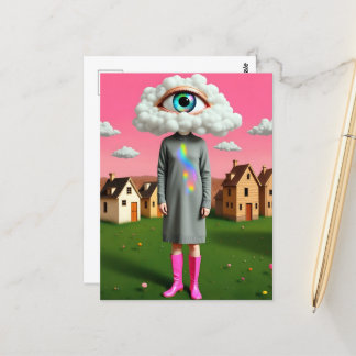 Cartão Postal A Cabeça Dela Estava nas Nuvens Surreal