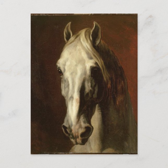 Cartão Postal A cabeça do cavalo branco por Theodore Gericault (Frente)