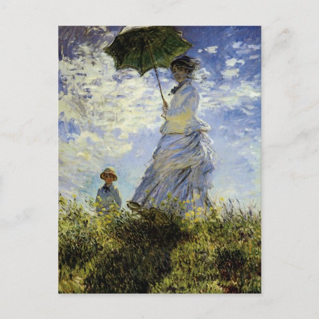Cartão Postal A Caminhada, Senhora com Parasol (Frente)