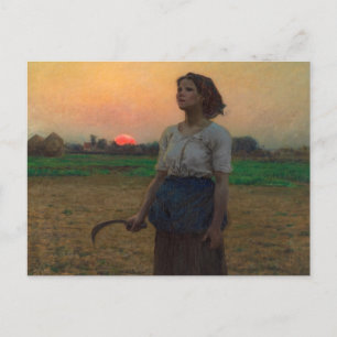 Cartão Postal A canção da Lark, 1884, por Jules Adolphe Breton