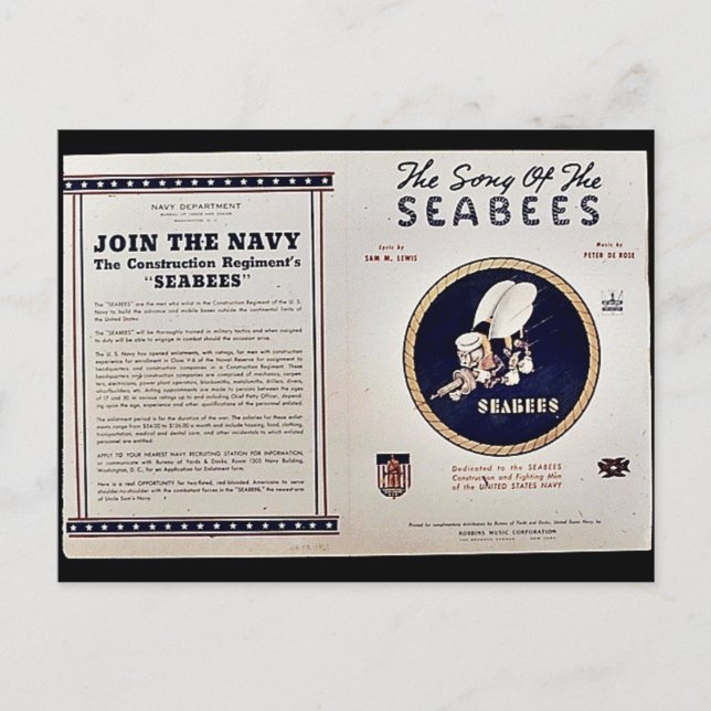 Cartão Postal A Canção Dos Seabees (Frente)