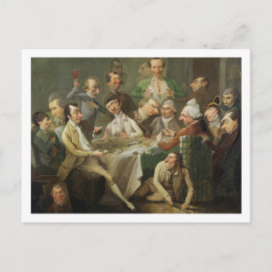 Cartão Postal A Caricature Group, c.1776 (óleo na canvas)