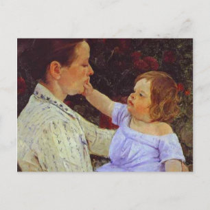 Cartão Postal A Carícia da Criança. c. 1890, Mary Cassatt