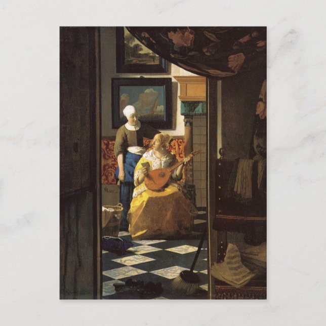 Cartão Postal A carta de amor de Johannes Vermeer (Frente)