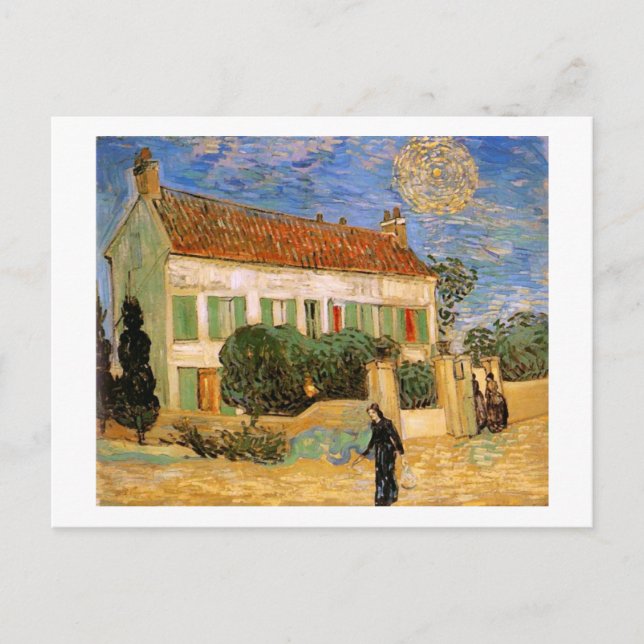 Cartão Postal A Casa Branca à Noite, Van Gogh Fine Art (Frente)