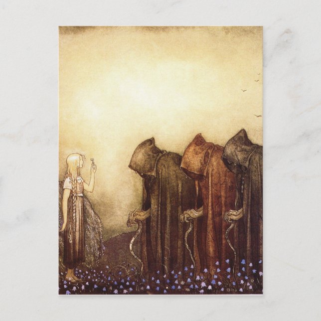 Cartão Postal “A Chave Dourada” John Bauer Aquarela (Frente)