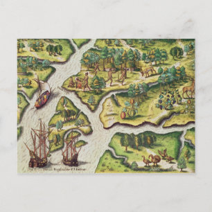 Cartão Postal A chegada francesa ao Port Royal