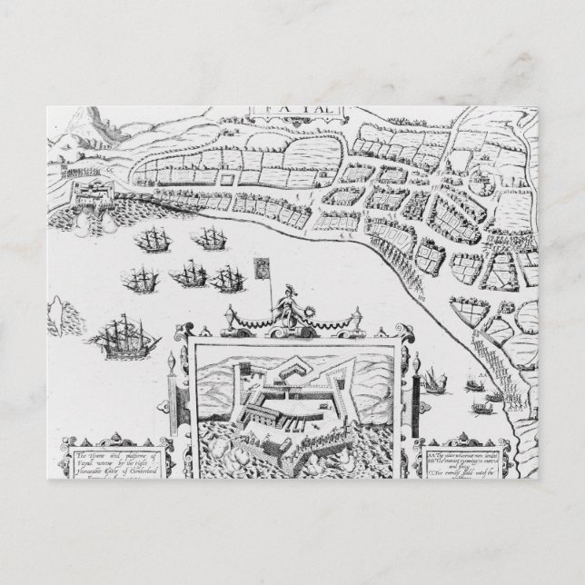 Cartão Postal A cidade e a plataforma de Fayall (Frente)