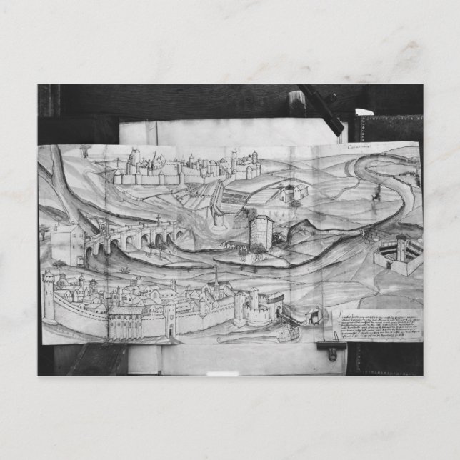 Cartão Postal A cidade e a vila de Carcassonne, 1462 (Frente)