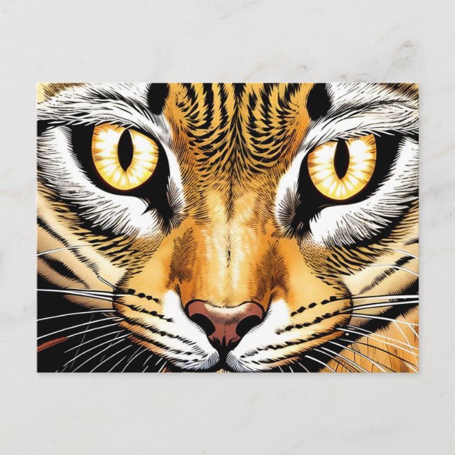 Cartão Postal A close-up of a cat's face with yellow eyes (Frente)