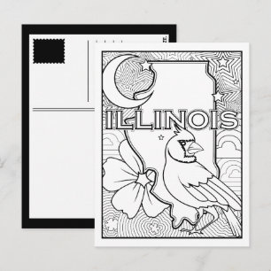 Cartão Postal a colagem de forma de Illinois me coloriu em