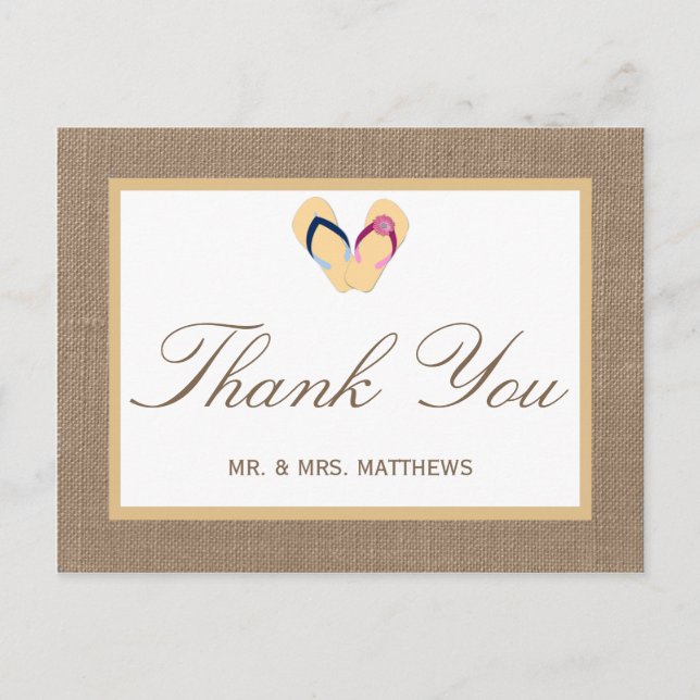 Cartão Postal A Coleção de Casamentos de Burlap na Praia de Sacu (Frente)