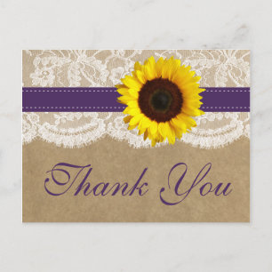 Cartão Postal A Coleção Kraft, Lace & Sunflower - Roxo