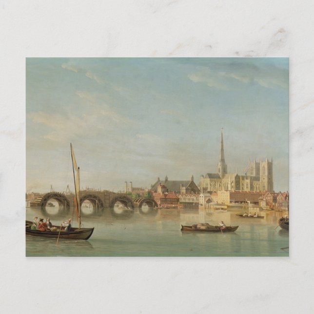 Cartão Postal A Construção da Ponte de Westminster com uma visão (Frente)