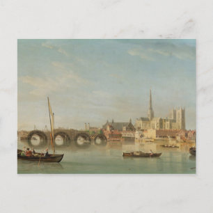 Cartão Postal A Construção da Ponte de Westminster com uma visão