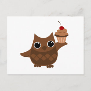 Cartão Postal A Coruja e o Cupcake