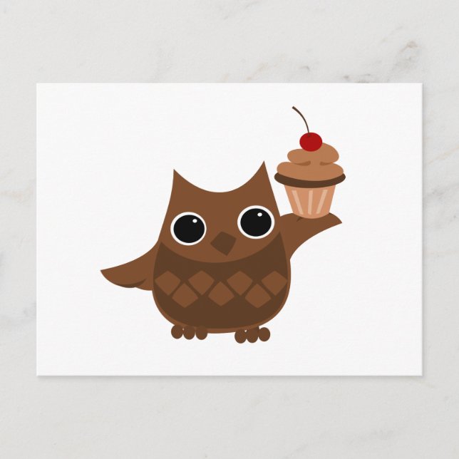 Cartão Postal A Coruja e o Cupcake (Frente)