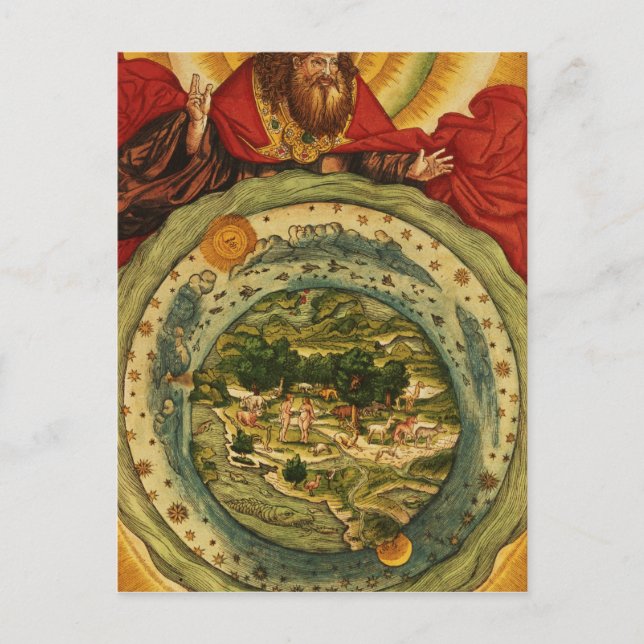 Cartão Postal A Criação, da Bíblia de Lutero, c.1530 (Frente)