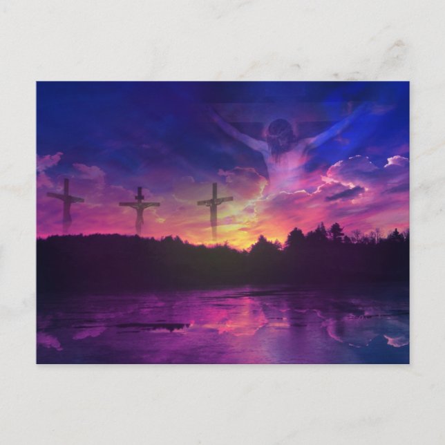 Cartão Postal A Crucificação de Jesus Cristo na Cruz (Frente)