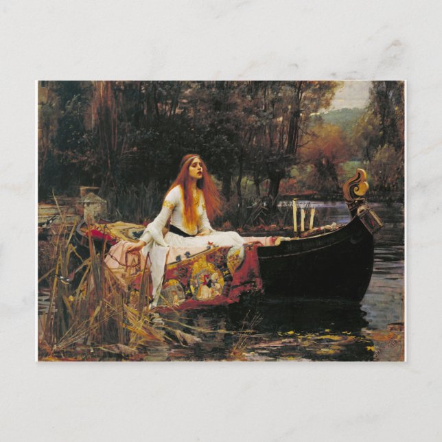Cartão Postal A Dama de Shalott, c. 1888 por John Waterhouse (Frente)